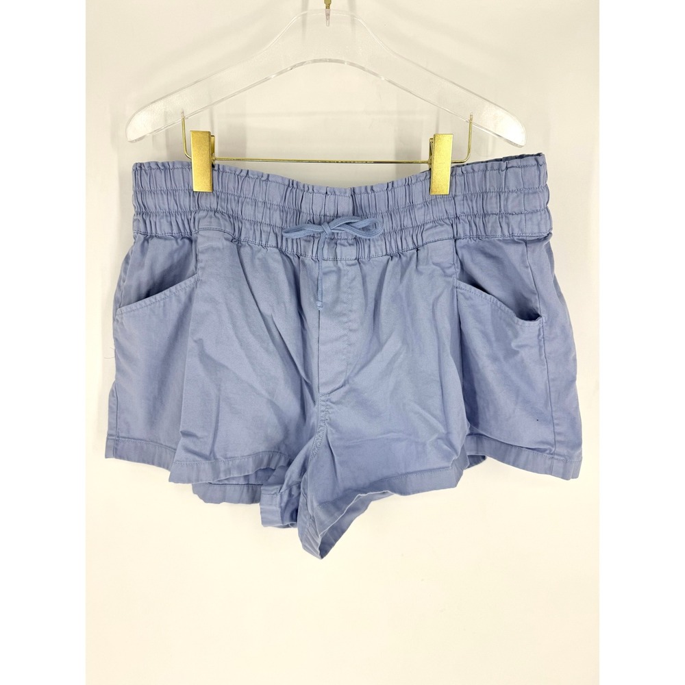 Aerie Womens XL Periwinkle Blue Smocked Drawstring Cotton Lounge Shorts‎ Pockets